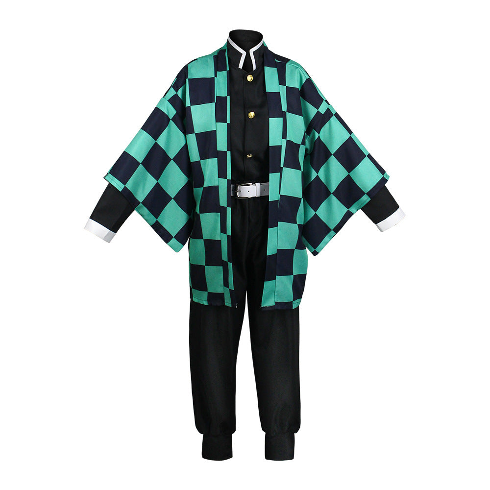 Anime  Tanjiro Kamado Kids Costume+Wigs+Shoes Full Set Boys Girls Halloween Costume Outfit