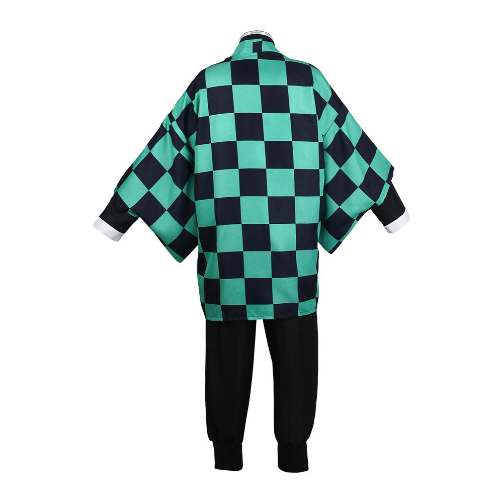Anime  Tanjiro Kamado Kids Costume+Wigs+Shoes Full Set Boys Girls Halloween Costume Outfit