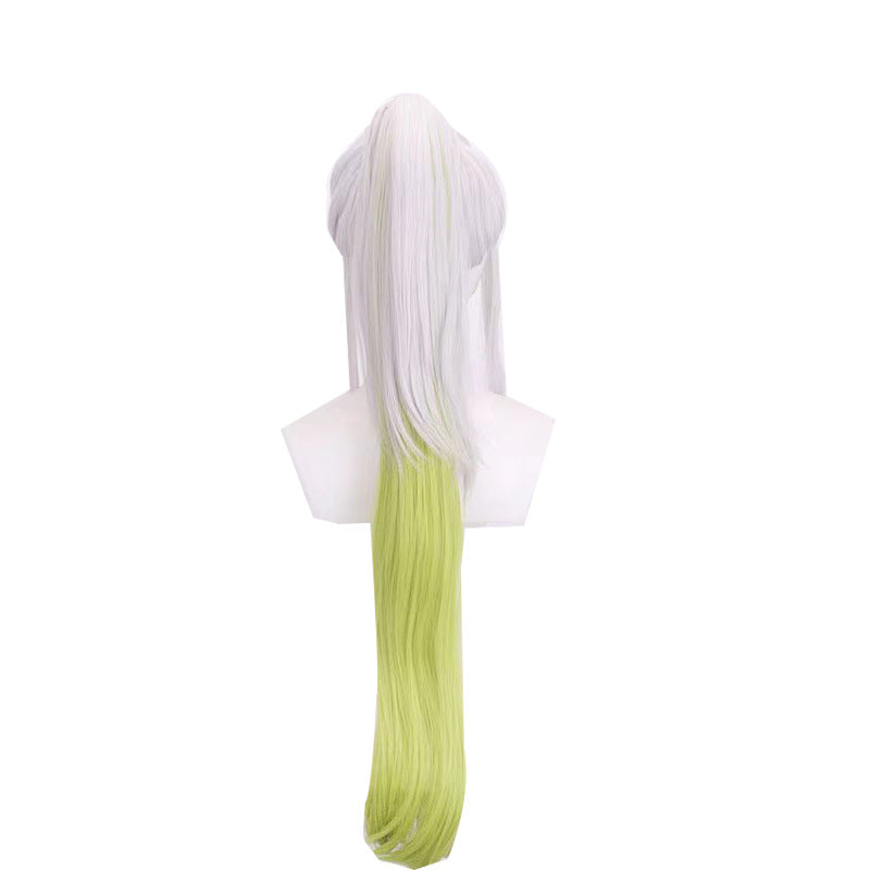 Anime Upper Rank 6 Daki Cosplay Wigs Green and White Long Wigs