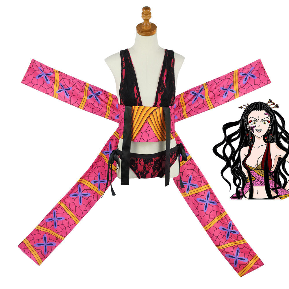 Anime Upper Rank Six Daki Whole Set Cosplay Costume With Wigs and Wooden Clogs Shoes Cosplay Outfit