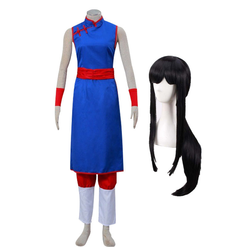 Anime Dragon Ball Chi-Chi Blue Fighting Outfit Cosplay Costume Suit Full Set
