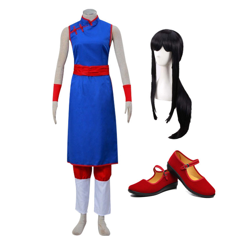 Anime Dragon Ball Chi-Chi Fighting Outfit Costume Full Set With Wigs and Shoes Halloween Cosplay Costume Set