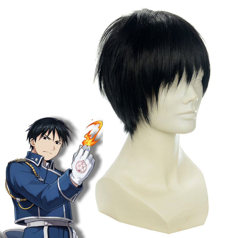 Anime Fullmetal Alchemist Cosplay Roy Mustang Cosplay Wigs Short Black Wigs