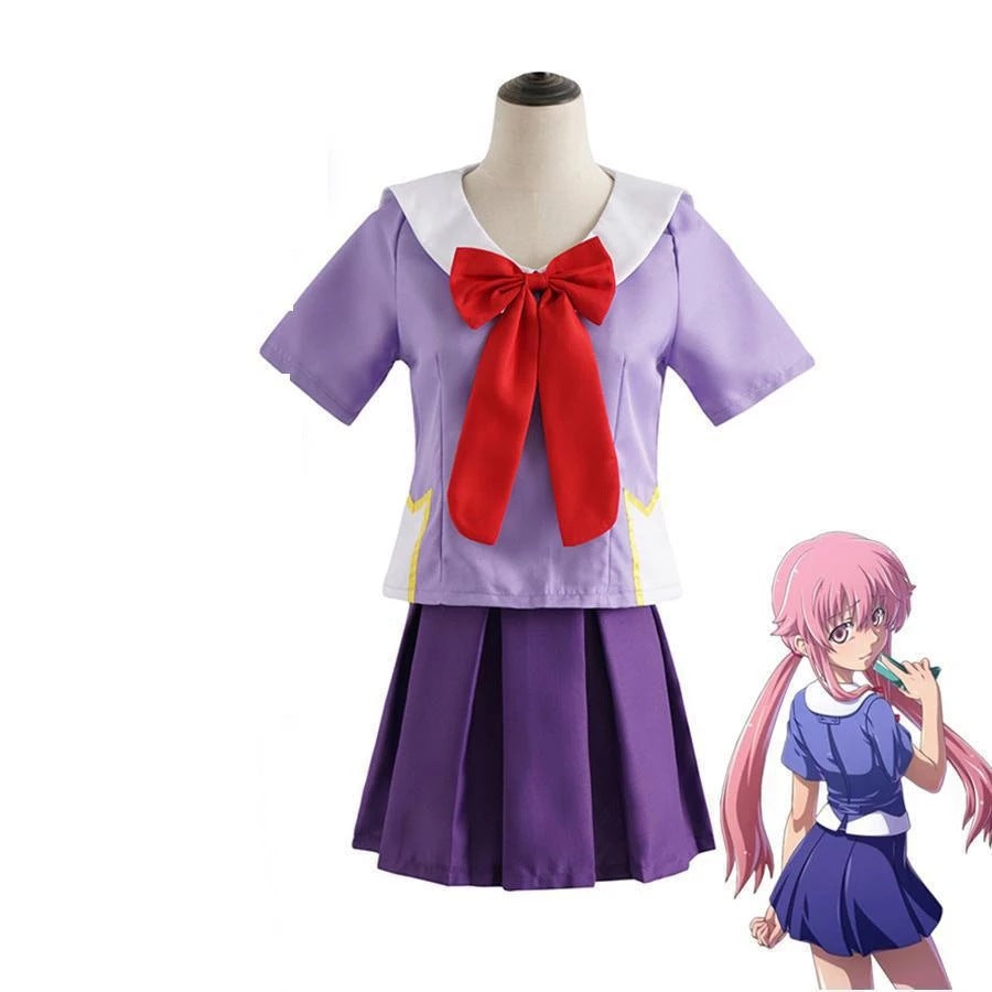 Anime Future Diary Cosplay Yuno Gasai Uniform Costume Purple JK Uniform Outfit