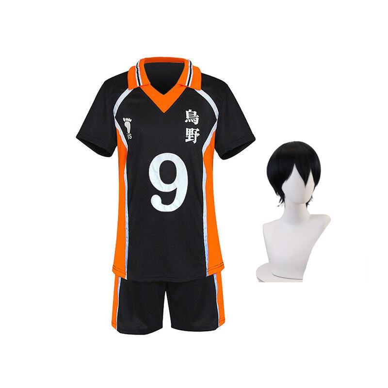Karasuno Tobio Kageyama Uniform Costume+Wigs Halloween Cosplay Outfit Sportswear