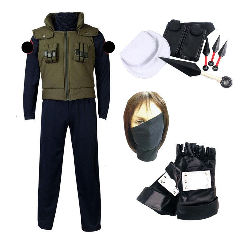 Anime Cosplay Hatake Kakashi Costume Uniform With Props 10 pieces Full Set Halloween Costume Outfit