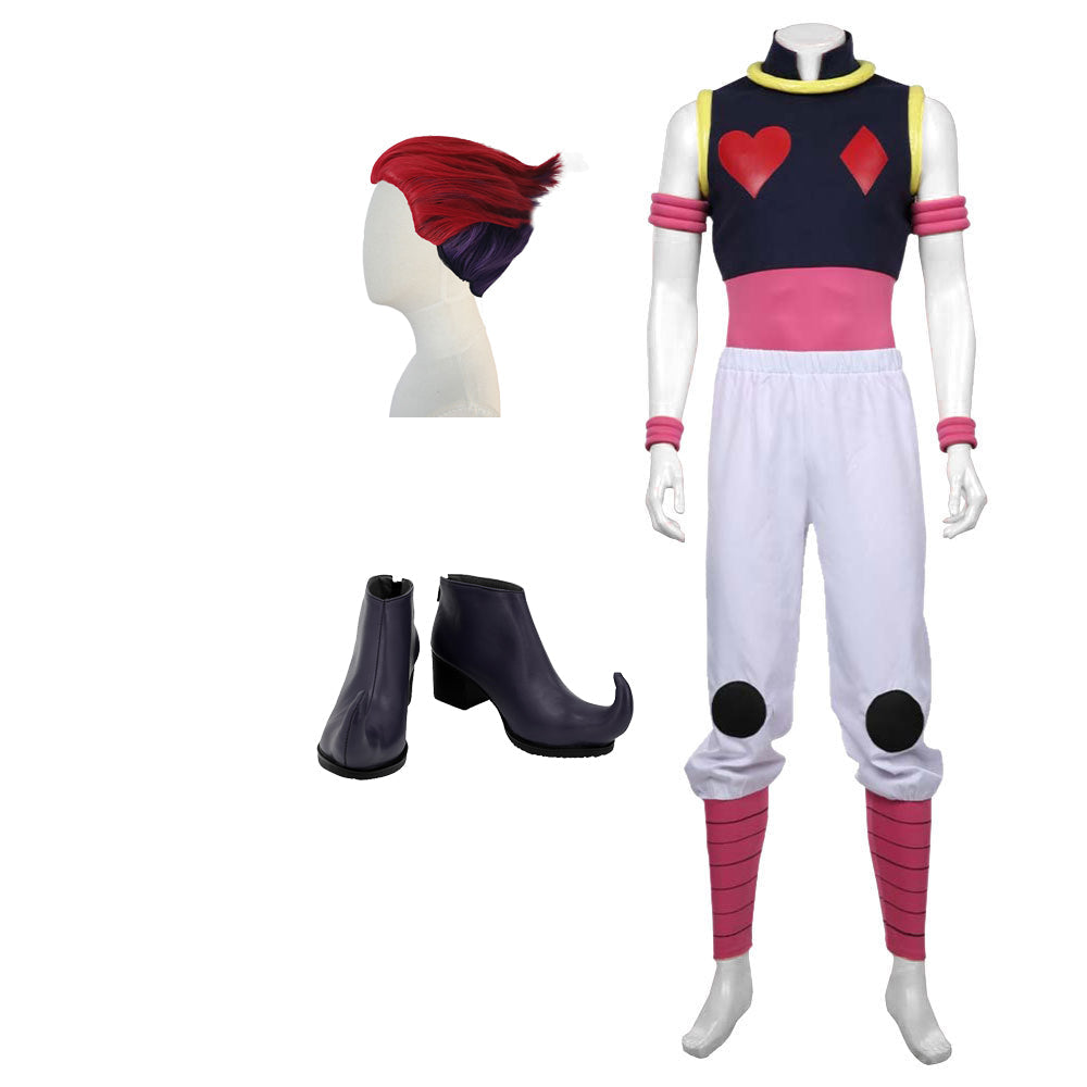 The Magician Hisoka Morow Whole Set Cosplay Costume+Wigs+Shoes Halloween Cosplay Costume Outfit Set