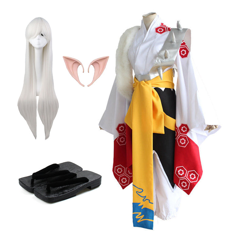Destruction of Life Sesshomaru Cosplay Costume Full Set With Wigs and Shoes Halloween Costume Suit Set