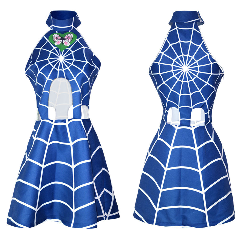 JOJO Jolyne Cujoh Blue Dress Costume+Wigs Halloween Cosplay Outfit