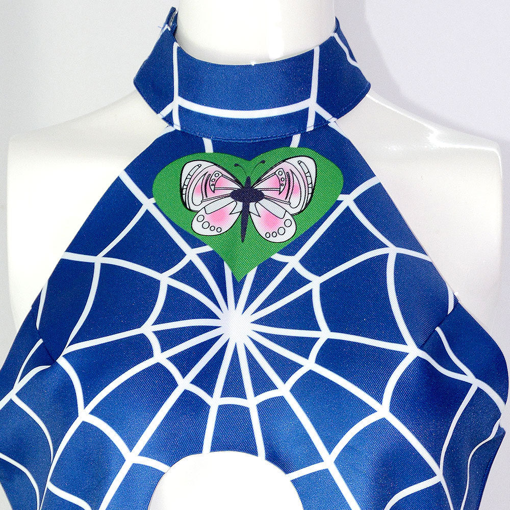 JOJO Jolyne Cujoh Blue Dress Costume+Wigs Halloween Cosplay Outfit