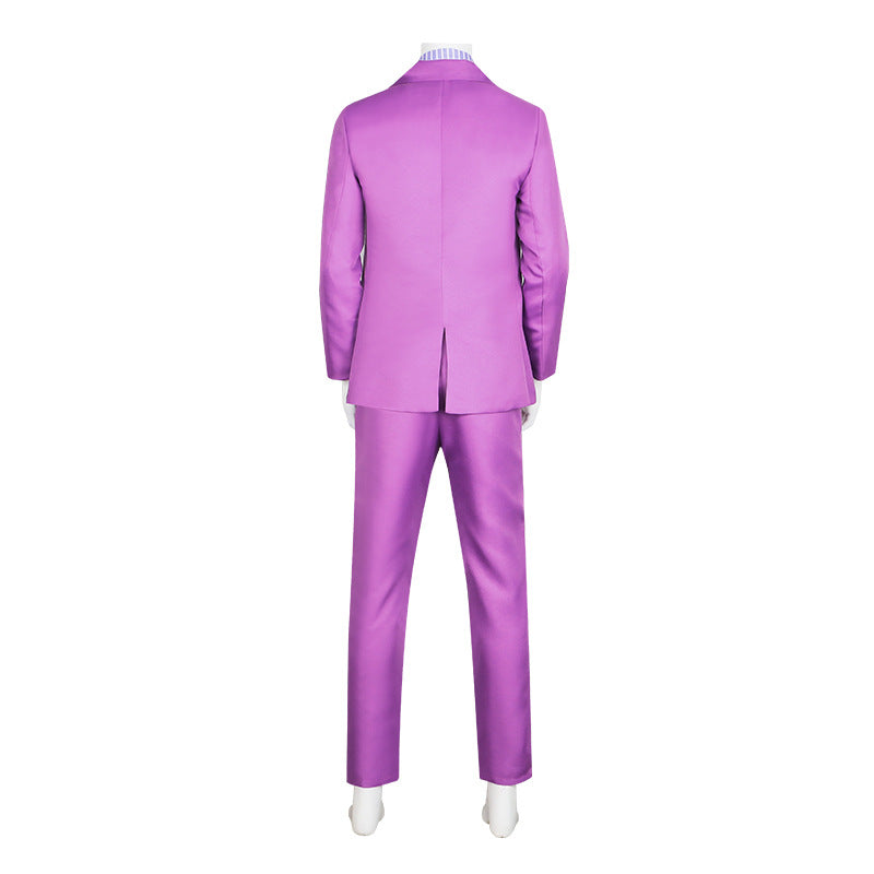 JOJO Yoshikage Kira Purple Suit Costume+ Wigs Halloween Carnival Costume Outfit