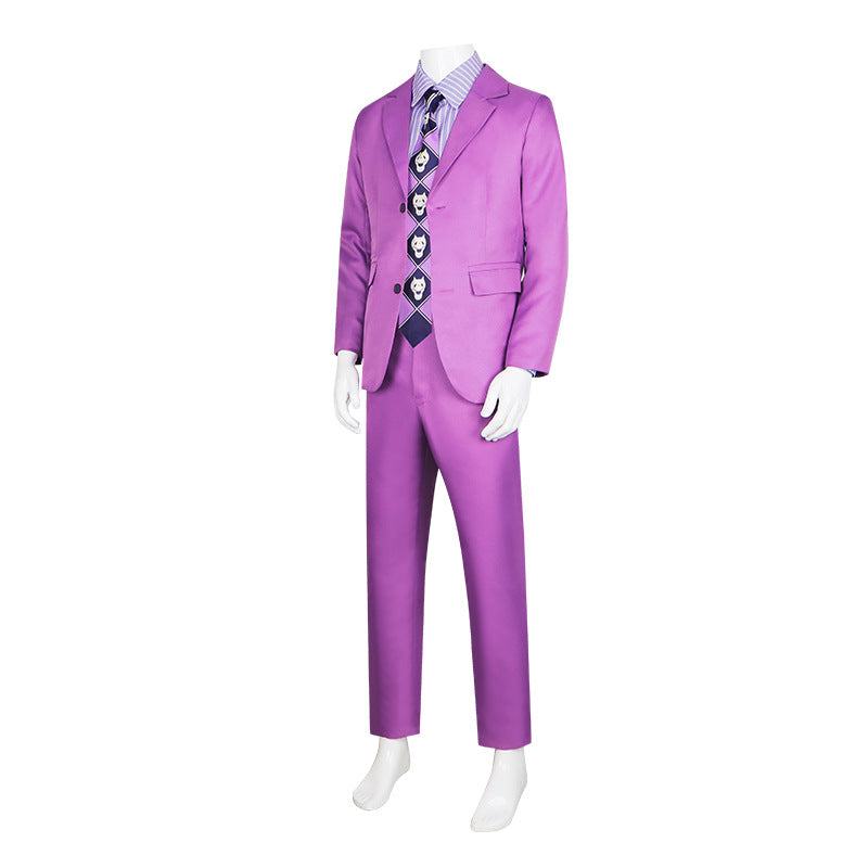 JOJO Yoshikage Kira Costume Uniform Purple Suit Halloween Costume
