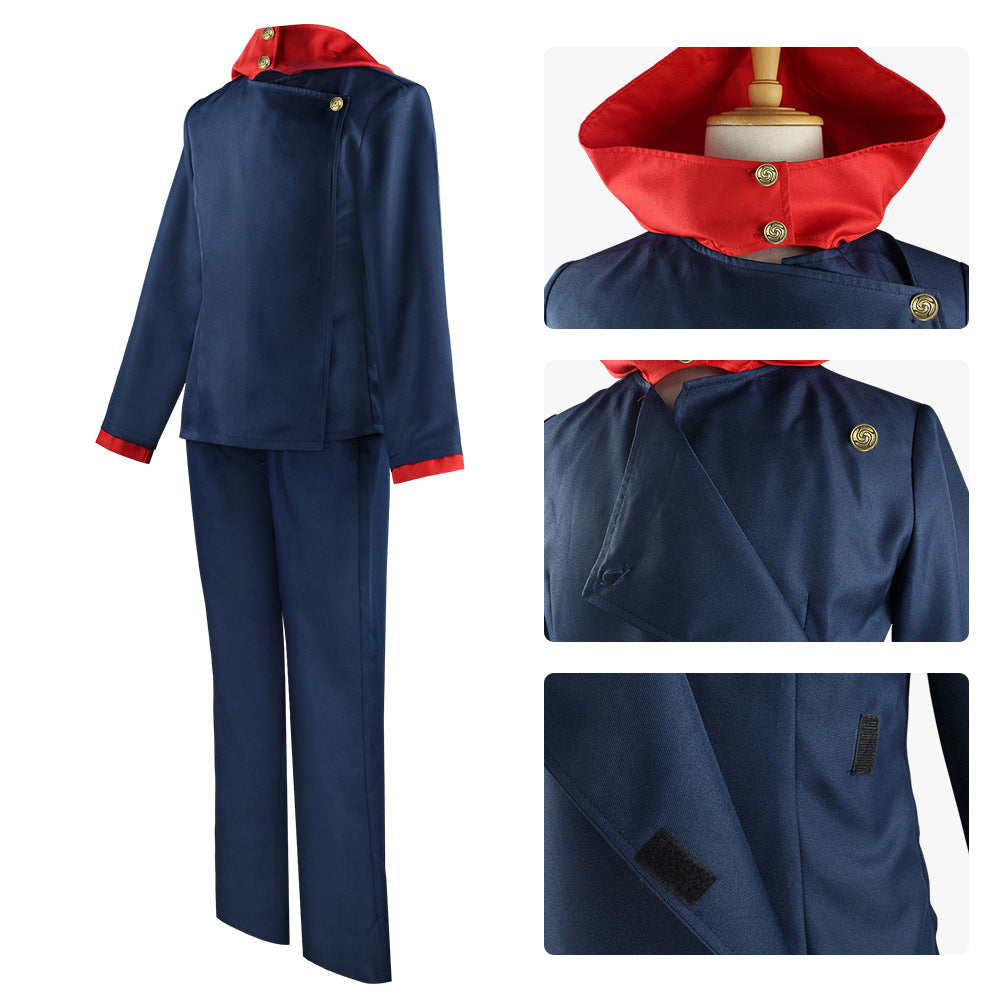 Yuji Itadori Uniform Costume +Wigs+Boots Whole Set Halloween Cosplay Costume Outfit