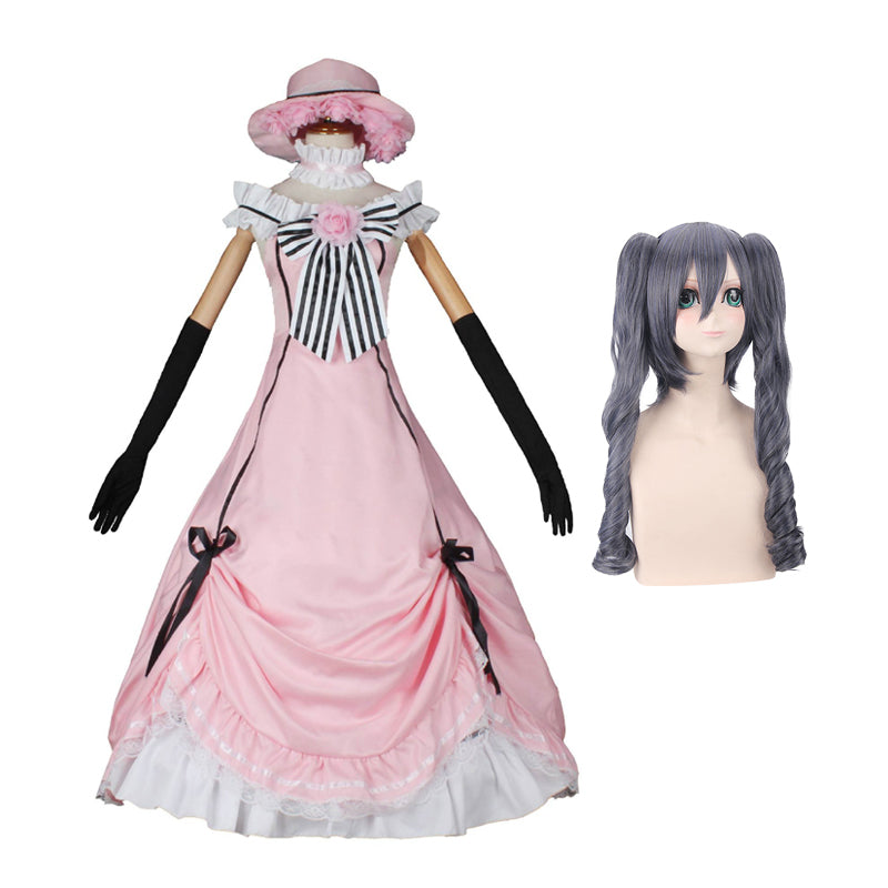 Anime Kuroshitsuji Black Butler Robin Ciel Phantomhive Costume Dress With Wigs Female Halloween Costume Full Set