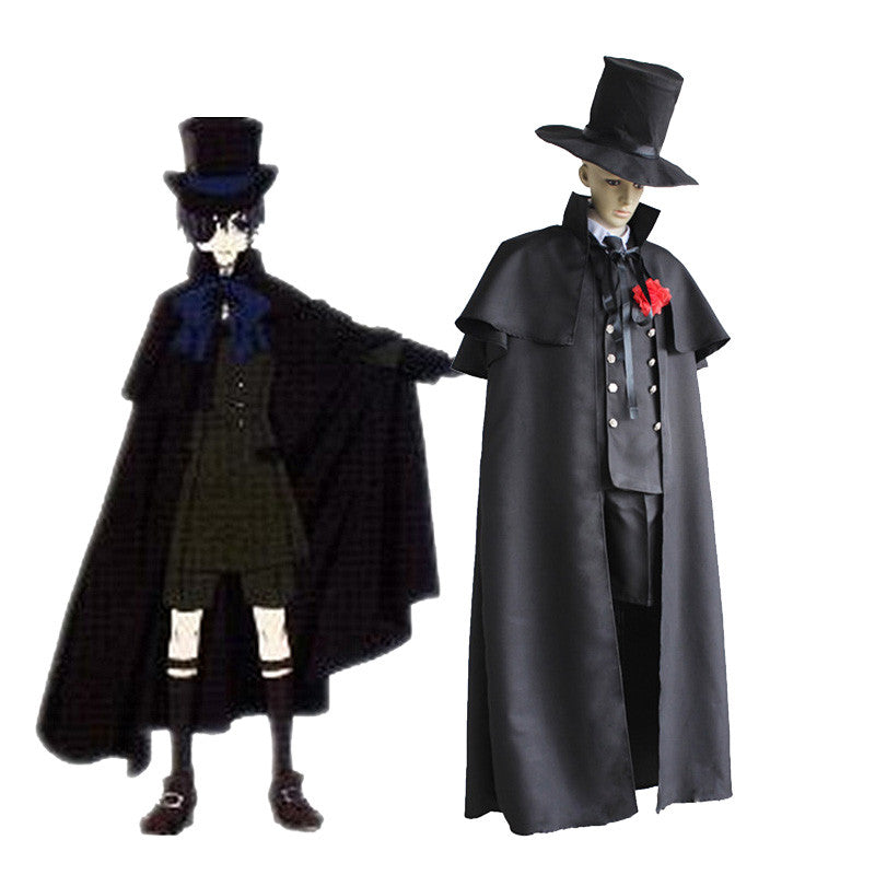 Anime Kuroshitsuji Black Butler Earl Ciel Phantomhive Funeral Suit Costume With Cloak and Hat