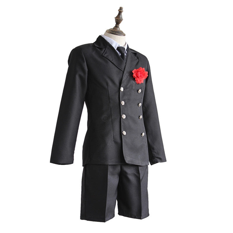Anime Kuroshitsuji Black Butler Earl Ciel Phantomhive Funeral Suit Costume With Cloak and Hat