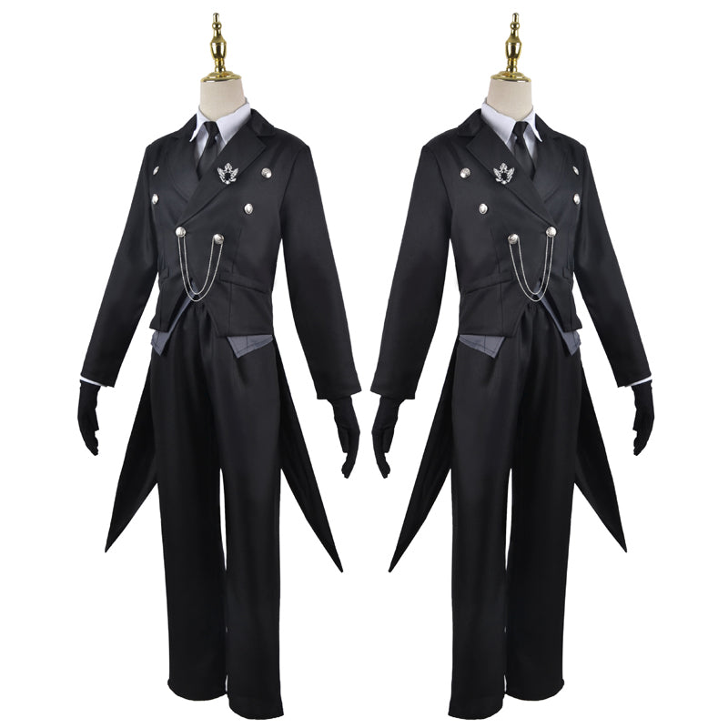 Anime Kuroshitsuji Black Butler Sebastian Michaelis Costume Butler Suit With Wigs Whole Set Halloween Cosplay Outfit