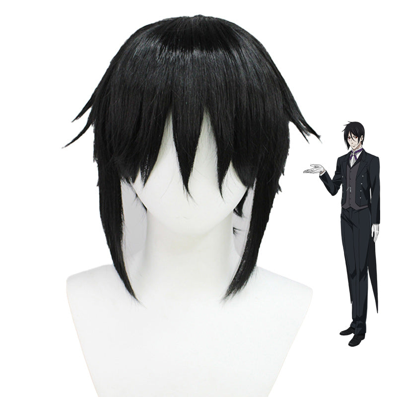 Anime Kuroshitsuji Black Butler Sebastian Michaelis Costume Butler Suit With Wigs Whole Set Halloween Cosplay Outfit