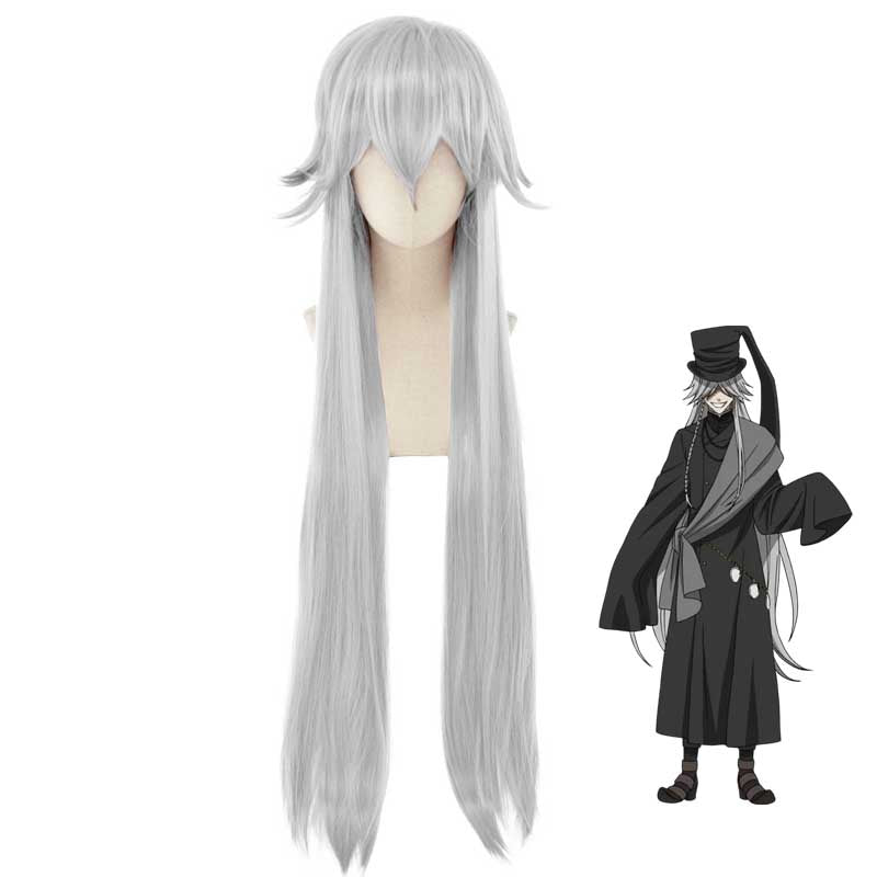 Anime Kuroshitsuji Black Butler Undertaker Costume Wigs Silver Long Wigs