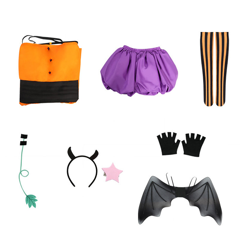 Anime Lycoris Recoil Chisato Nishikigi Little Devil Costume Pumpkin Skirt with Wings Halloween Cosplay Costume