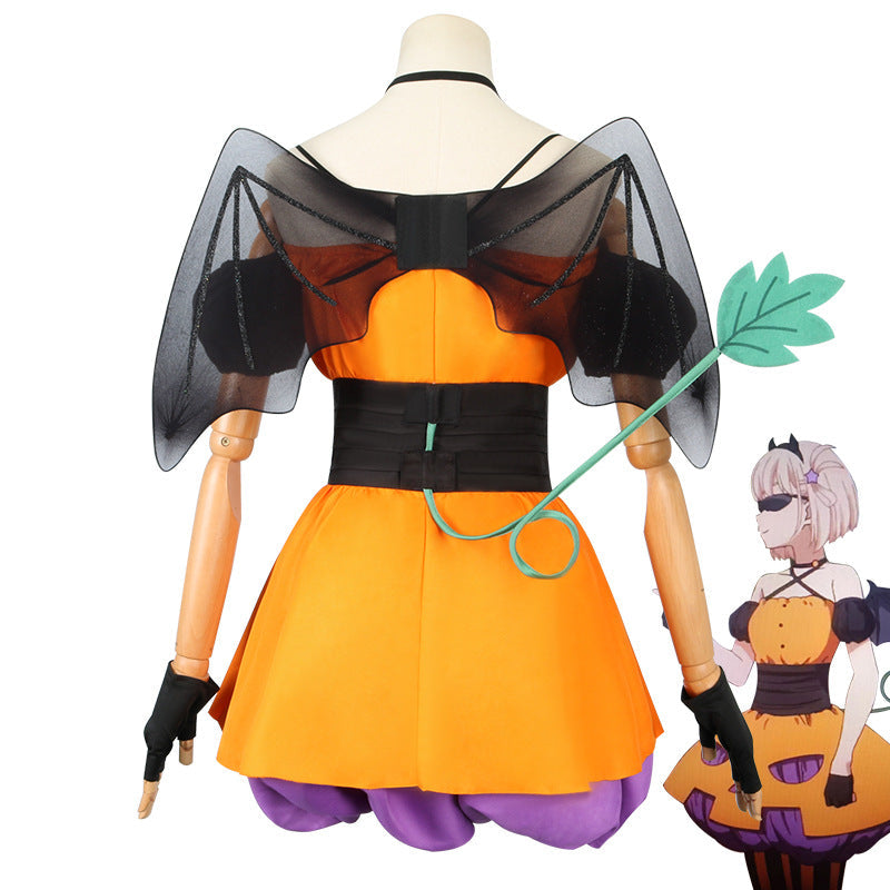 Anime Lycoris Recoil Chisato Nishikigi Little Devil Costume Pumpkin Skirt with Wings Halloween Cosplay Costume