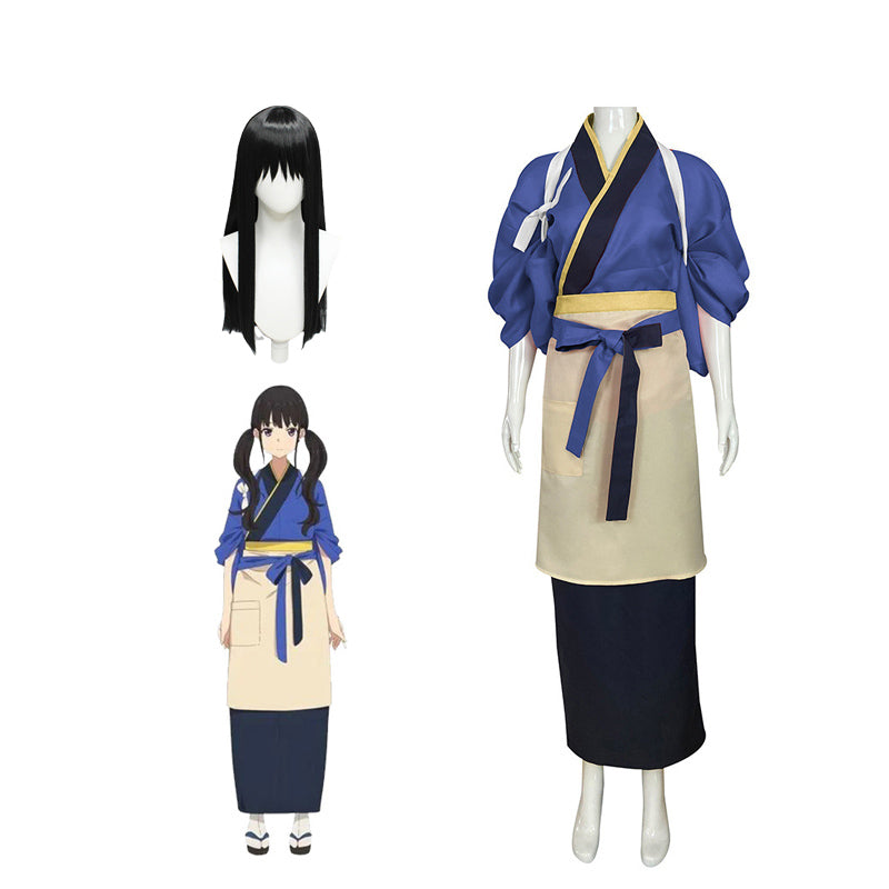 Anime Lycoris Recoil Kimono Dress Costume With Wigs Set Halloween Costume