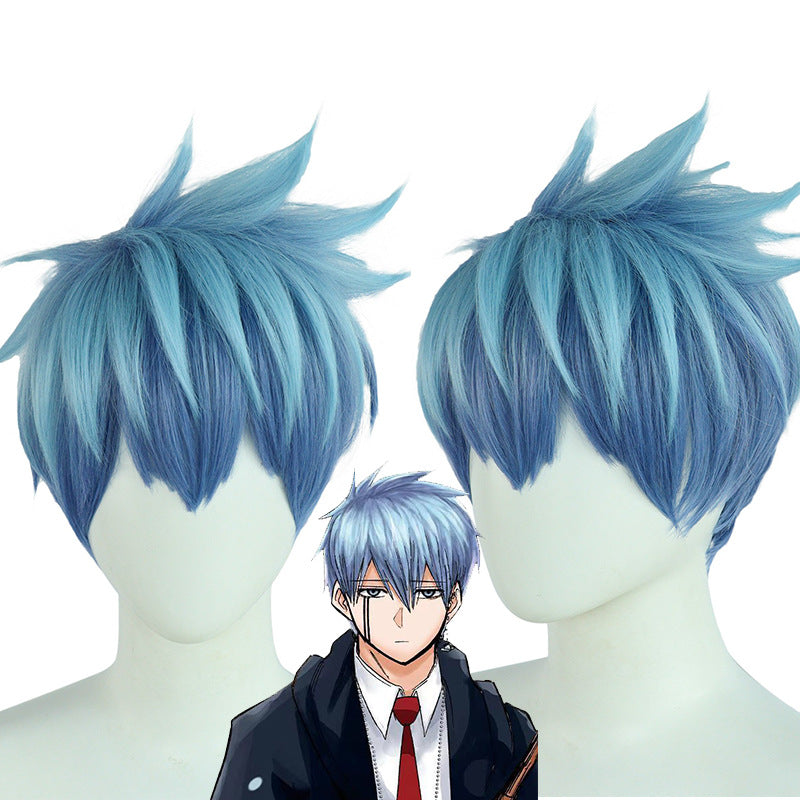 Anime Mashle: Magic And Muscles Lance Crown Cosplay Wigs Blue Short Wigs