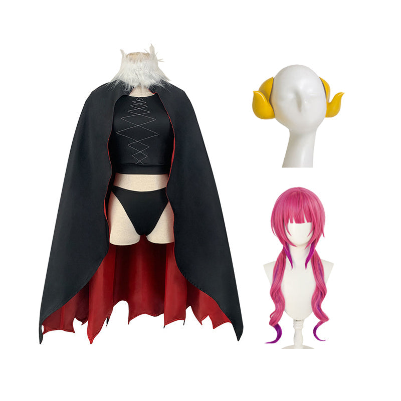 Anime Miss Kobayashi's Dragon Maid Ilulu Whole Set Costume With Wigs and Horns Halloween Cosplay Outfit