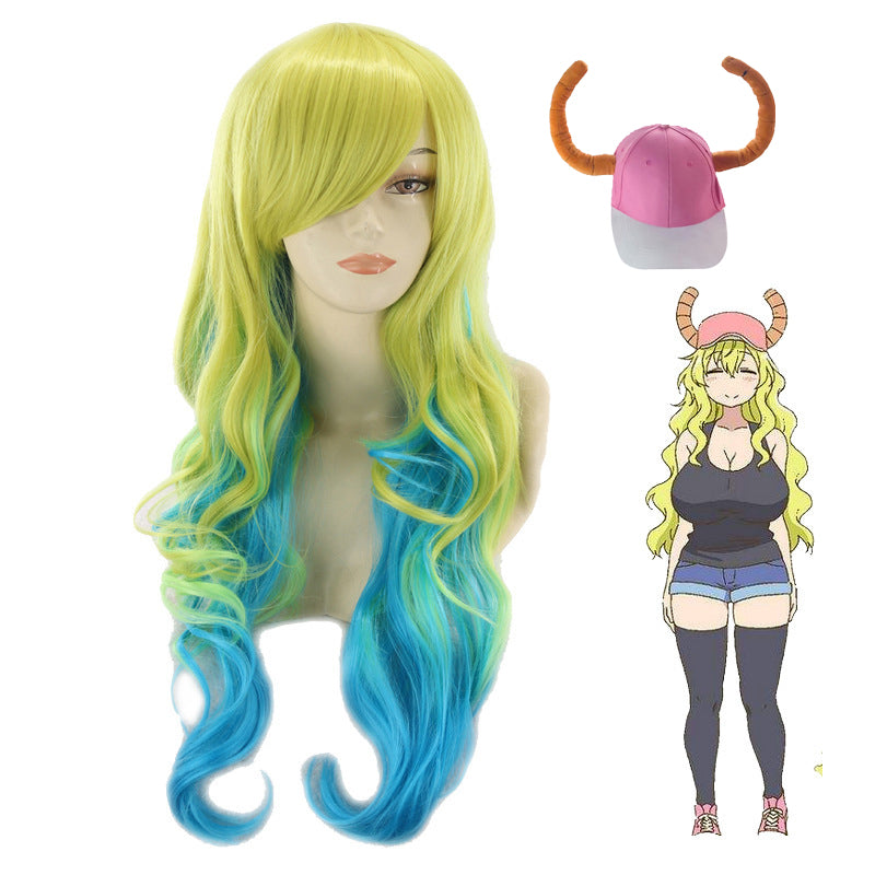 Anime Miss Kobayashi's Dragon Maid Lucoa Cosplay Wigs and Hat Halloween Costume Accessories