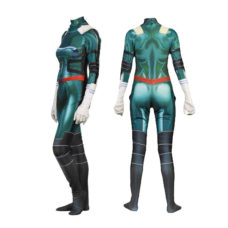 Midoriya Izuku Deku Gamma Costume Fighting Suit Jumpsuit Costume Female Ver. Halloween Zentai Costume