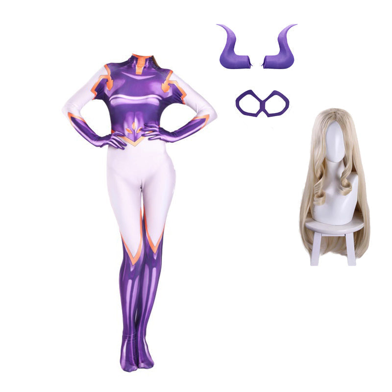 Mountain Hero: Mt. Lady Hero Costume Zentai+Wigs+Horns+Eyemask Full Set Halloween Costume