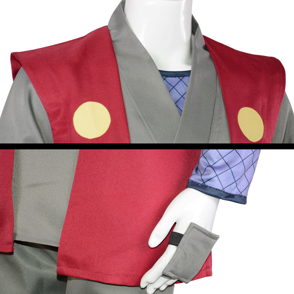 Sannin Jiraiya Costume +Wigs+ Clogs Sandals and Headband Full Set Halloween Cosplay Outfit