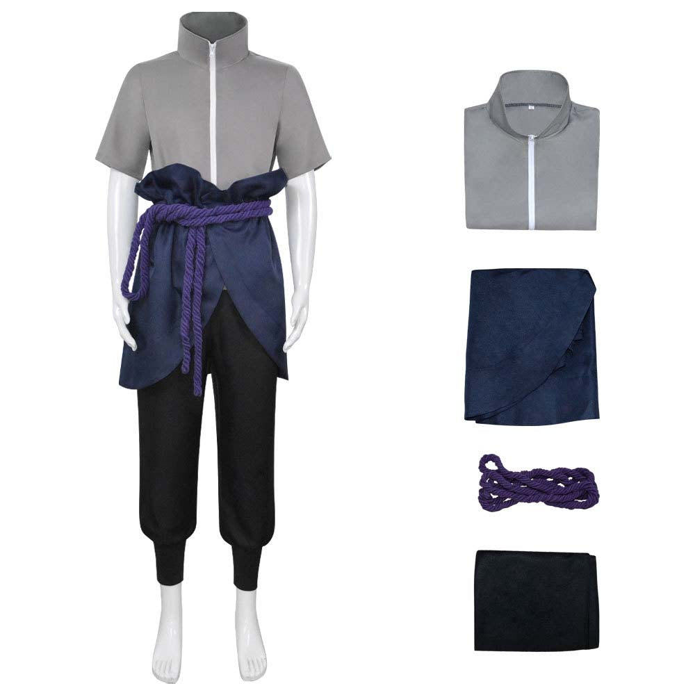 Sasuke Uchiha Whole Set Cosplay Costume+Wigs+Costume Accessories+Cosplay Shoes