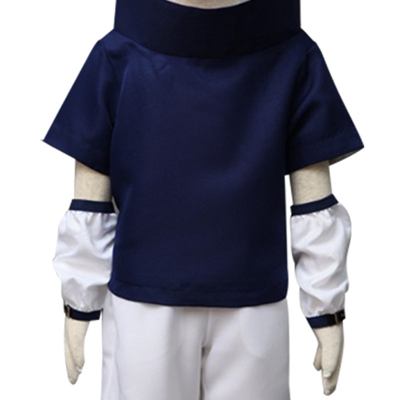 Sasuke Childhood Blue Costume+Wigs+Shoes+Accessories Whole Set Cosplay Costume Outfit For Kids and Adults