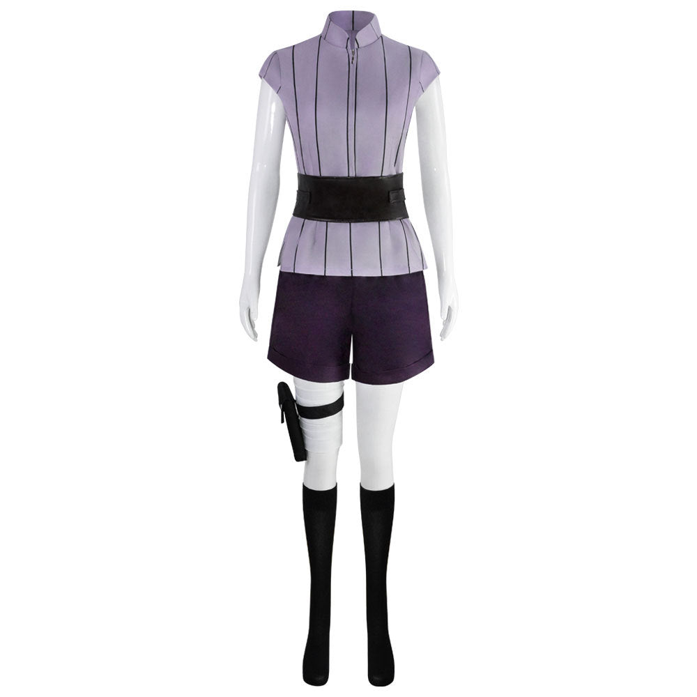 Hinata Sleeveless Kimono-style Blouse Costume +Wigs+Shoes Hinata Hyuga Cosplay Uniform Outfit Set