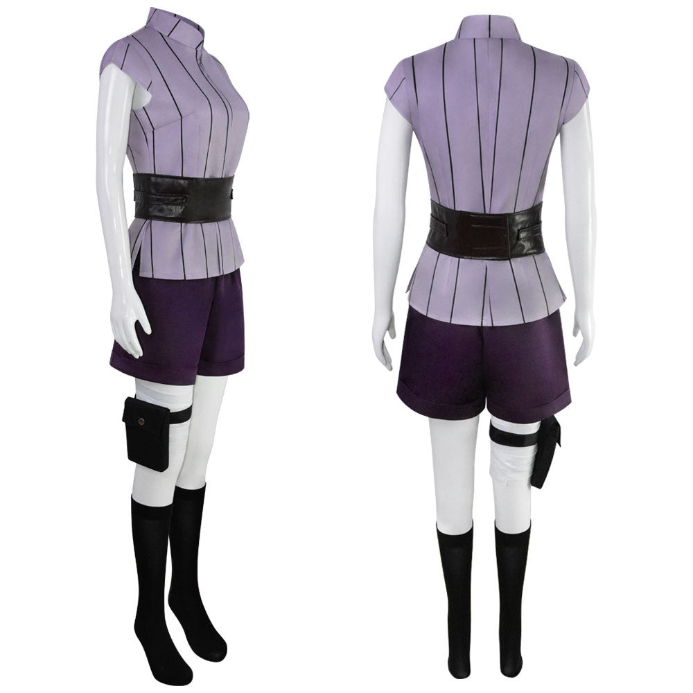 Hinata Sleeveless Kimono-style Blouse Costume +Wigs+Shoes Hinata Hyuga Cosplay Uniform Outfit Set