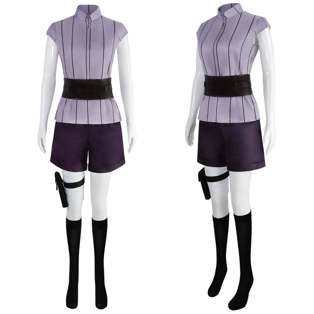 Hinata Sleeveless Kimono-style Blouse Costume +Wigs+Shoes Hinata Hyuga Cosplay Uniform Outfit Set