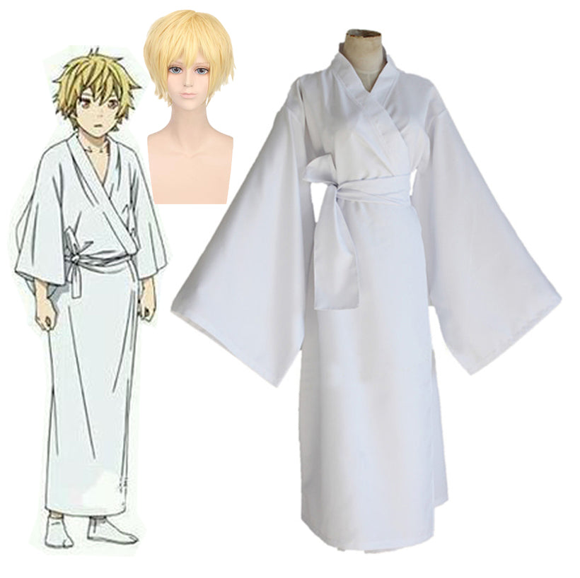 Anime Noragami Yukine White Kimono Cosplay Costume With Wigs Full Set