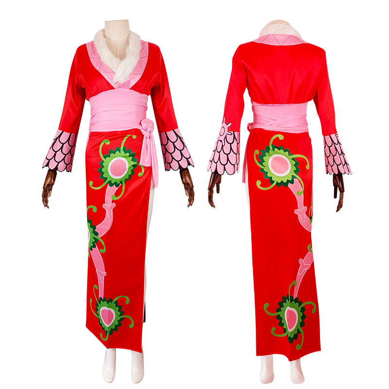 Anime One Piece Pirate Empress Boa Hancock Full Set Cosplay Costume Dress+Cloak Halloween Carnival Cosplay Outfit