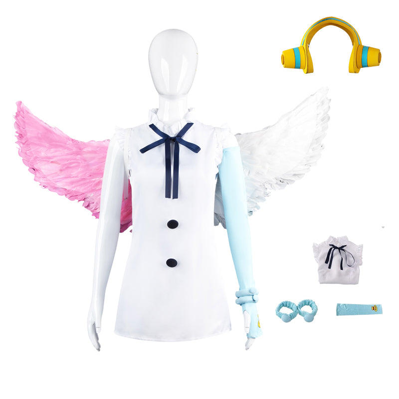 Anime One Piece Film Red Diva Uta Cosplay Costume Dress With Headphones and Wings Cosplay Costume Set