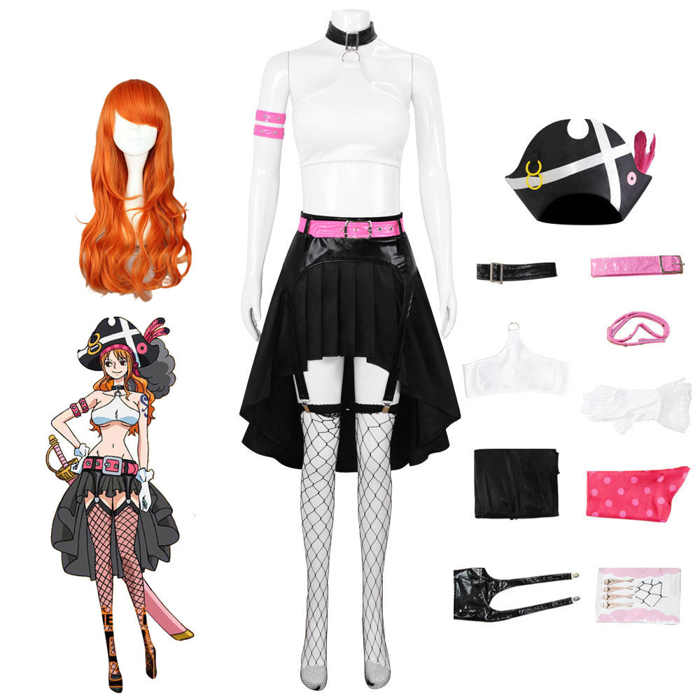 Anime One Piece Film Red Nami Cosplay Costume Full Set With Hat Halloween Cosplay Outfit Set