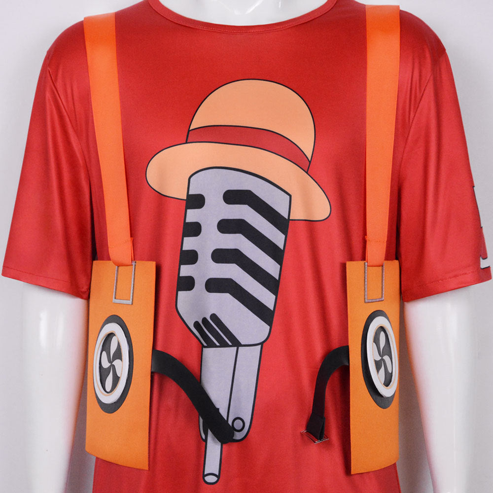Anime One Piece Movie Red Straw Hat Monkey D. Luffy Costume Outfit With Hat Full Set For Kids and Adults