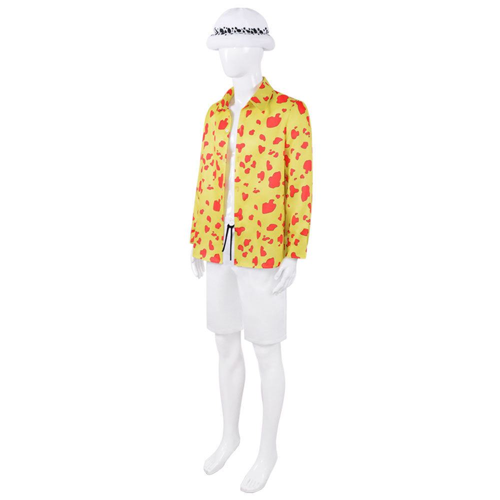 Anime One Piece Movie Red Trafalgar Law Beach Outfit Costume Cosplay Suit With Hat