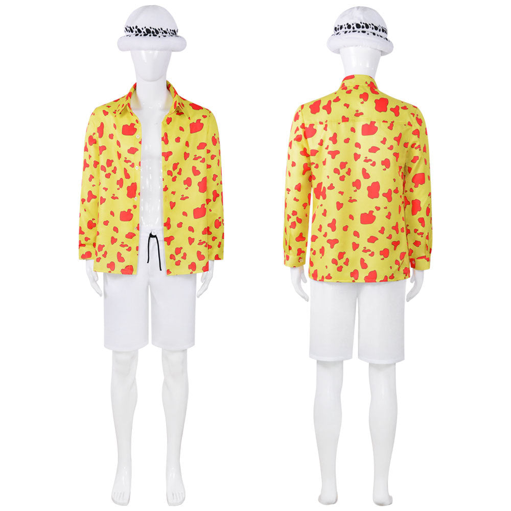 Anime One Piece Movie Red Trafalgar Law Beach Outfit Costume Cosplay Suit With Hat