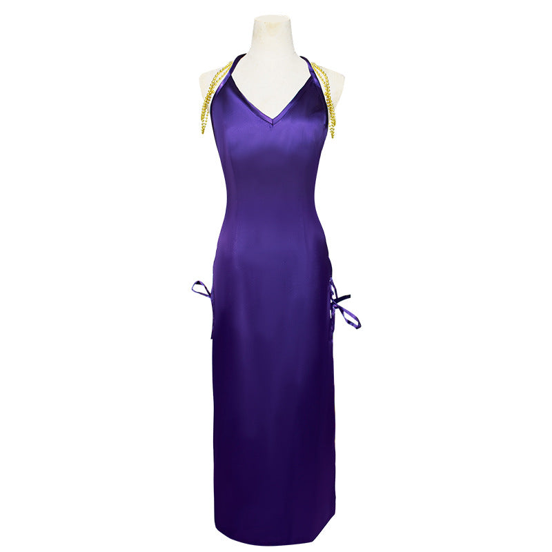 Anime One Piece Nami Zou Arc Outfit Cosplay Costume Purple Dress