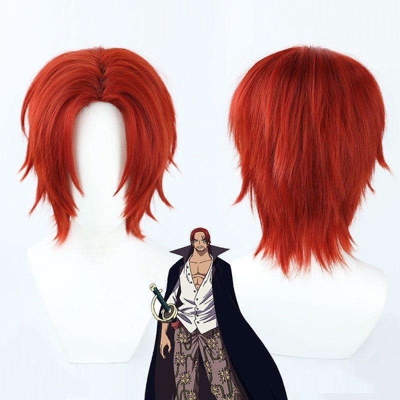Anime One Piece Red Hair Shanks Cosplay Wigs Red Wigs Accessories