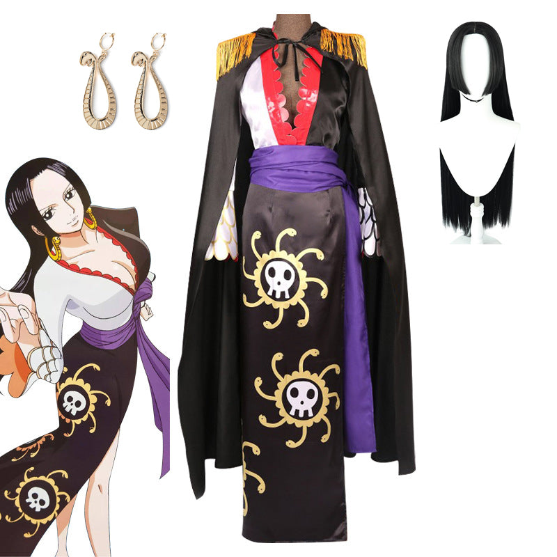 Anime One Piece Stampede Boa Hancock Outfit Cosplay Costume Dress With Cloak Halloween Costume Set
