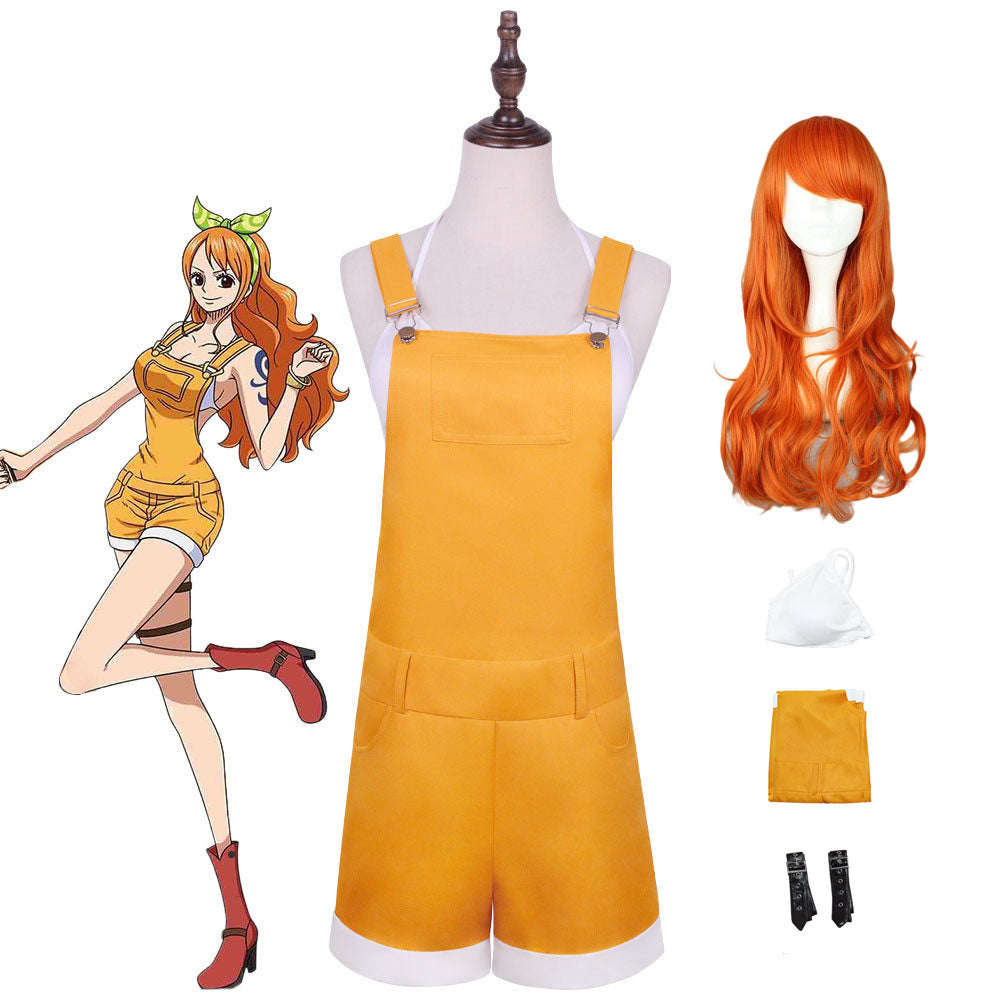 Anime One Piece: Stampede Nami Cosplay Costume Yellow Rompers Cosplay Outfit