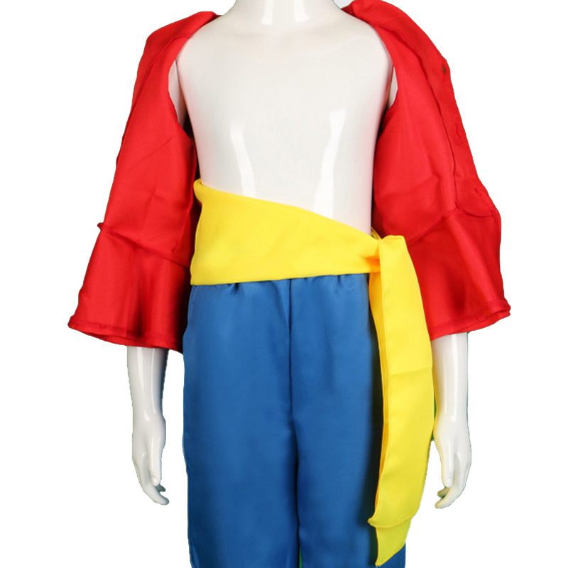 Anime One Piece Straw Hat Monkey D. Luffy Kids Costume With Hat Boys Girls Cosplay Outfit