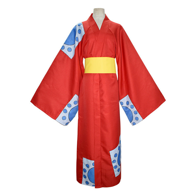 Anime One Piece Wano Country Monkey D. Luffy Kimono Costume Halloween Cosplay Outfit